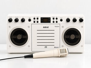 AKAI Bluetooth Karaoke System with Light Effects w/ Power Cord & Mic - KS303W-BT